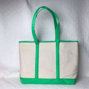 Stoney Clover Lane Natural Canvas Tote with Bright Green Trim